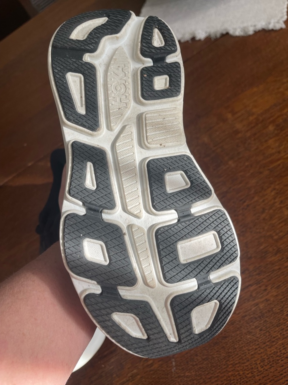 Hoka Black and White Bondi 9 - worn 1x - Picture 8 of 11